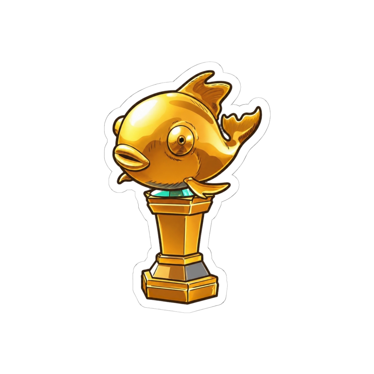 Goldfish Statue Sticker | Elegant Aquatic Vinyl Decal